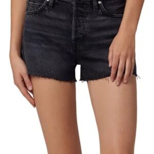 Hudson Women’s Lori High Rise Black Denim Raw Hem Cutoff Jean Shorts